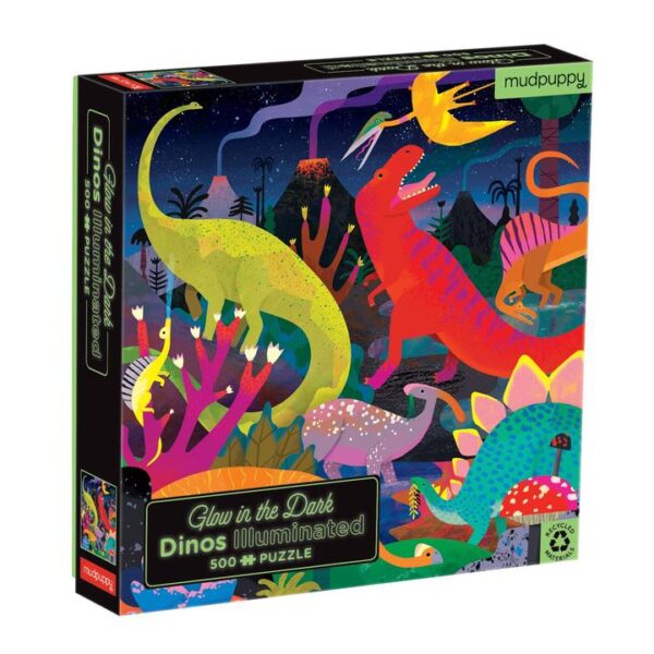 Mudpuppy Dinosaurs Illuminated Glow-in-the-Dark Puzzle 500