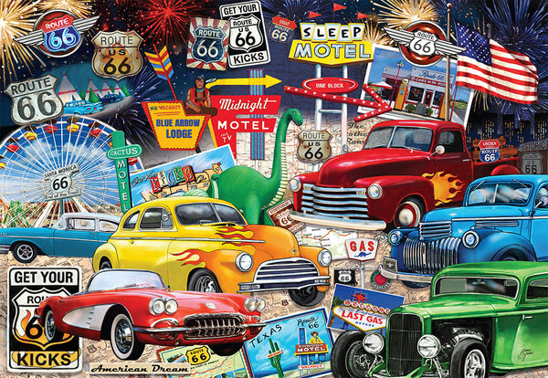 Crown Point Graphics Route 66 Vintage Cars & Trucks 1000